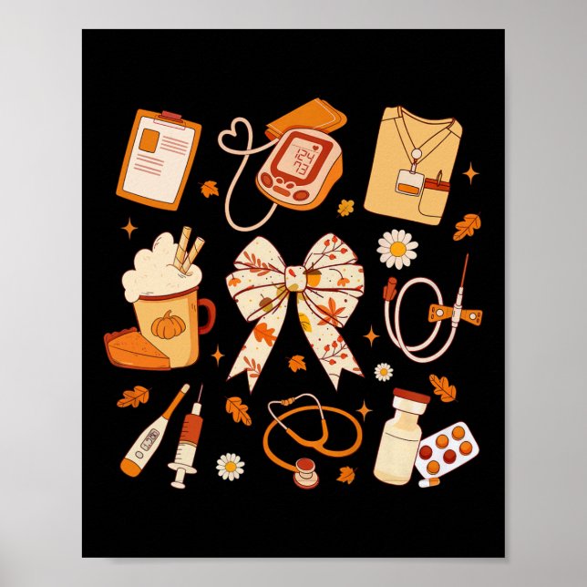 Dankeschön Nurse Fall Stethoscope Coquette Bow Dan Poster (Vorne)