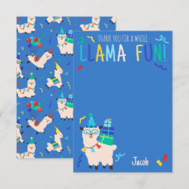 Dankeschön-Party-Tiere Lama Geburtstag Jungen Blau Dankeskarte