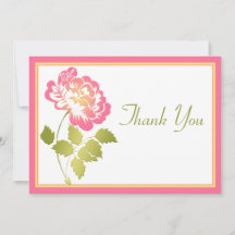 Dankeschön, Pink, Gelb und grüne Peony Card