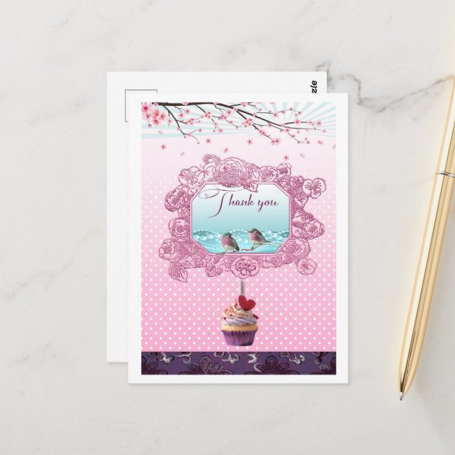 Dankeschön-Postkarte Postkarte (Vorderseite/Rückseite Beispiel)