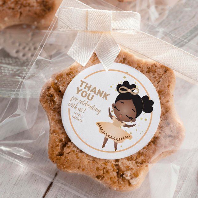 Dankeschön! Princess Ballerina w/Bow Birthday Runder Aufkleber (Von Creator hochgeladen)