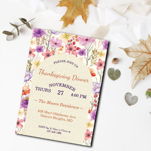 Dankeschön Romantische Aquarell-Blumen individuell Einladung