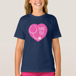 Dankeschön rosa Herzschrittkop T-Shirt