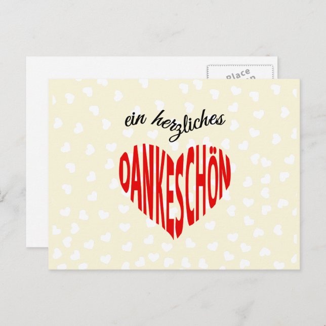 Dankeschon rotes Herz danke Postkarte (Vorne/Hinten)