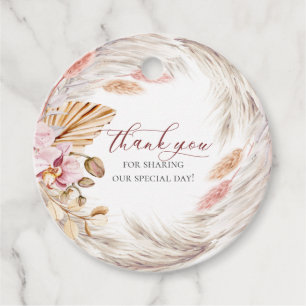 Dankeschön Rustikale Elfenbeinpampas Grass Favor Geschenkanhänger