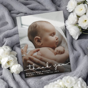 Dankeschön-Schrift Baby-Geburtsankündigung Postkar Postkarte