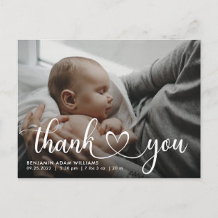 Dankeschön-Schrift Baby-Geburtsanzeige Postkarte