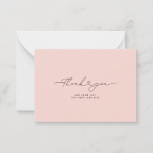 Dankeschön-Schrift Herz Elegant 3,5"X2,5" Pink Mitteilungskarte