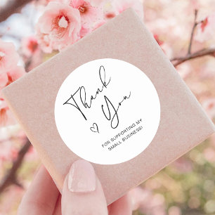 Dankeschön-Schrift Herz Kleinunternehmen Runder Aufkleber