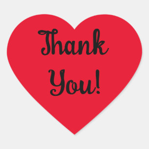Dankeschön! Schwarzes Skript für Red Heart Herz-Aufkleber
