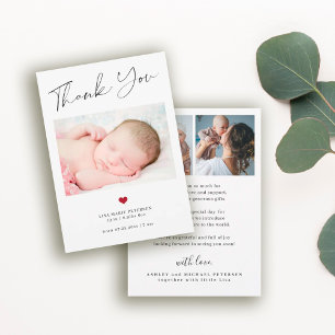 Dankeschön-Skript für Baby 3 Foto Geburtsanzeige Mitteilungskarte