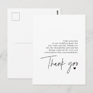Dankeschön-Skript-Hochzeit Herz Dankbarkeitsnachri Postkarte