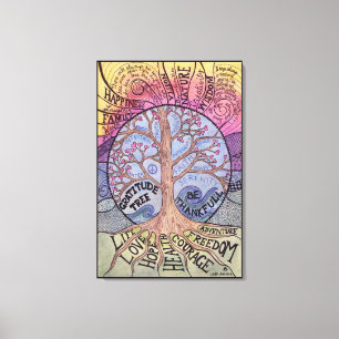 Dankeschön Tree Premium Stretched Canvas Print Leinwanddruck
