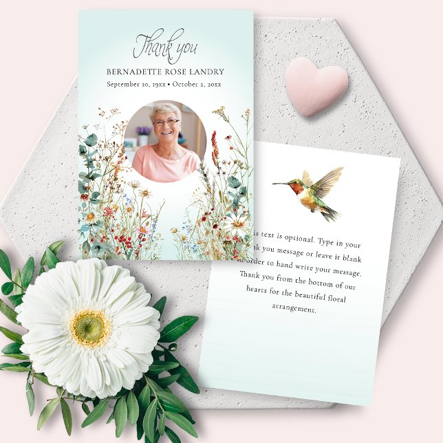 Dankesfeier Wildblumen Kolibri Dank Dankeskarte (Von Creator hochgeladen)