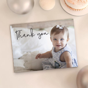 Dankesfoto zum ersten Geburtstag des Babys Postkarte
