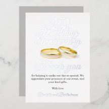 Dankeskarten aus Folie zur 25. Hochzeitstagsfeier