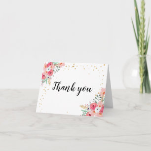 Dankeskarten Blumen Blumen Rosa und Gold Dusche Dankeskarte
