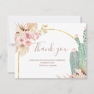 Dankeskarten Boho Kaktus Rosa Blumen Dankeskarte