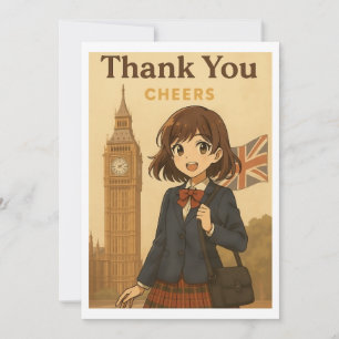 Dankeskarten - Britische Anime-Schülerin Dankeskarte