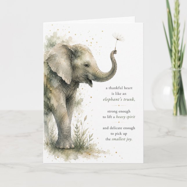 Dankeskarten-Elefant-Aquarell Dankeskarten Karte (Vorderseite)