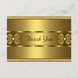 Dankeskarten Elegant Roll Gold Blumen Dankeskarte