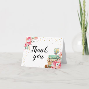 Dankeskarten Floral Fräulein zu Frau Reiseabenteue Dankeskarte