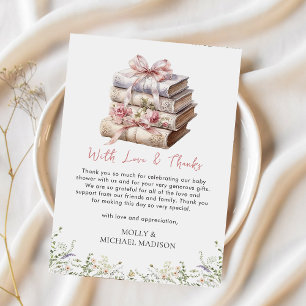 Dankeskarten für Baby-Party mit rosa Schleifenbuch Dankeskarte