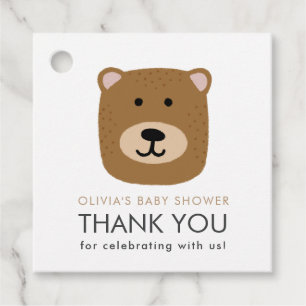 Dankeskarten für Baby Shower mit Bärenjungen Geschenkanhänger