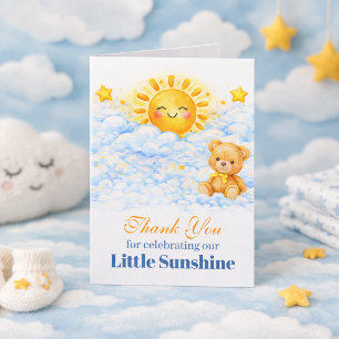 Dankeskarten für Baby Shower mit blauen Wolken und Karte