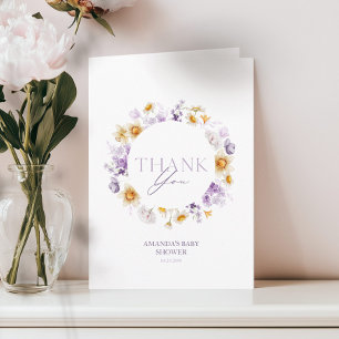 Dankeskarten für Baby Shower mit floralem Motiv Einladung