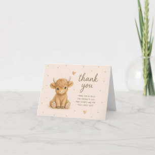 Dankeskarten für Baby Shower mit Highland-Kuh-Kalb Dankeskarte