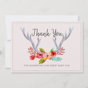 Dankeskarten für Baby Shower mit Hirschgeweih und  Dankeskarte