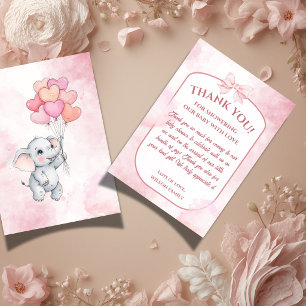 Dankeskarten für Baby Shower mit rosa Elefant für  Dankeskarte