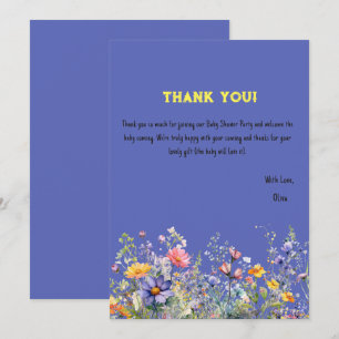 Dankeskarten für Baby Shower mit Wildblumen Dankeskarte