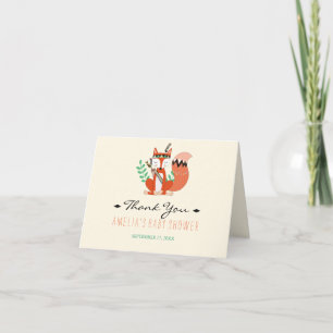 Dankeskarten für Baby Shower Tribal Woodland Fox Dankeskarte