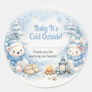 Dankeskarten für Baby Shower Winter-Eisbär-Karte Runder Aufkleber