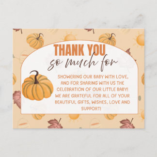 Dankeskarten für Baby Shower zum Herbstkürbis Postkarte