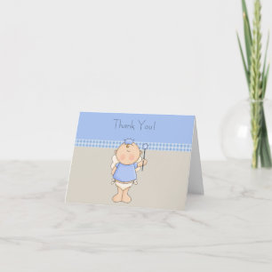 Dankeskarten für Babyjungen Tan Blau Prinz Dankeskarte