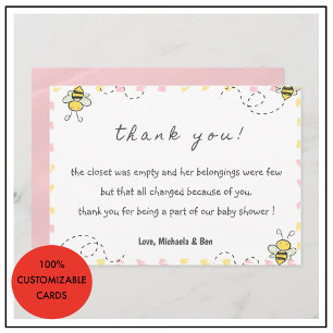 Dankeskarten für Bienen, Baby Shower Mami wird zur Dankeskarte