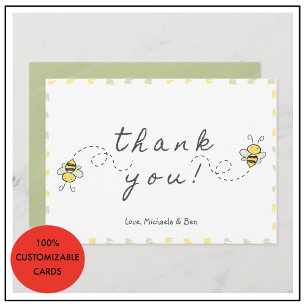 Dankeskarten für Bienen, Baby Shower Süß Modern Dankeskarte