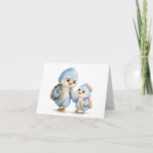 Dankeskarten für Blaue Vogel-Geschwister