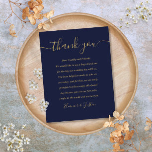 Dankeskarten für die Navy Blue Gold Hochzeit Postkarte