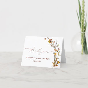 Dankeskarten für Herbst-Blumen-Hochzeitsdusche Dankeskarte