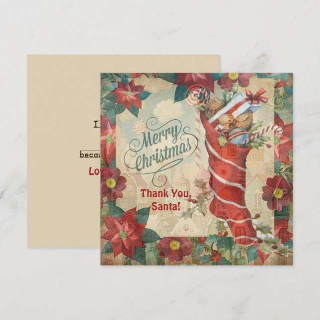 Dankeskarten für Kinder an den Weihnachtsmann Dankeskarte (Vorne/Hinten)