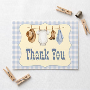 Dankeskarten für Little Cowboy Baby Shower Mitteilungskarte