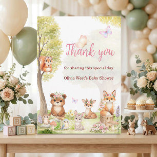Dankeskarten für Mädchen-Wald-Baby-Party Einladung