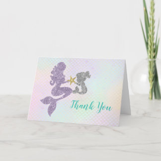 Dankeskarten für Meerjungfrau-Baby-Shower-Mutter u Einladung