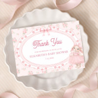 Dankeskarten für rosa Hasen-Baby-Party im Prep-Sti