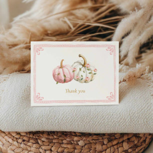 Dankeskarten für rosa Kürbis-Baby-Party Dankeskarte