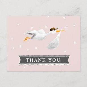 Dankeskarten für Storch-Baby-Party Postkarte